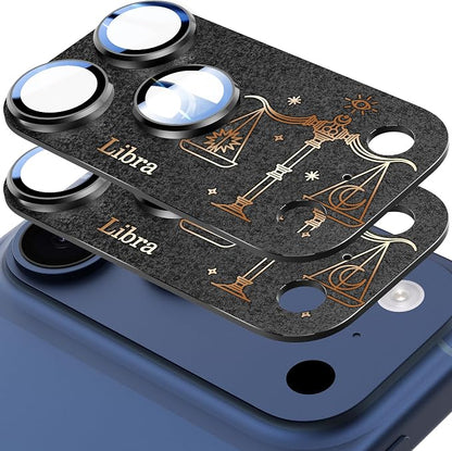 2 Pack Camera Lens Protector for iPhone 17 Pro,Libra Pattern, AR 360-Degree Protection,Drop Protection,Anti Scratch Full-Coverage,Camera Transmfttance HD,Easy Installation,Black