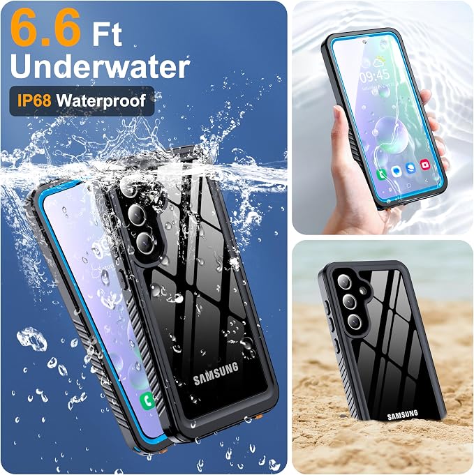 for Samsung Galaxy S25 Plus Case, IP68 Waterproof with Built-in Screen&Lens Protector [14FT Military Shockproof] Full Body Heavy Duty Protective Phone Case for S25 Plus 5G, Blue