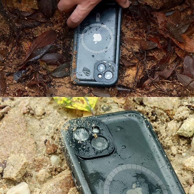 SPORTLINK for iPhone 14 Plus Case Waterproof - Buit in Screen Protector [Compatible with MagSafe][IP68 Underwater][6.6FT Military Dropproof][Dustproof] Full Body Shockproof Phone Case 6.7" Black