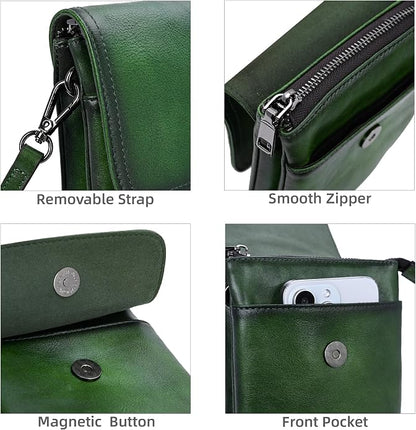 Iswee Leather Crossbody Bags for Women RFID Blocking Cell Phone Purse Small Anti-Theft Zippered with Card slots
