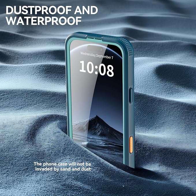 Losin Compatible with iPhone 17 Pro Max Waterproof Case, [Compatible with MagSafe] [Built-in Screen Protector], Full Body Protection Military Grade Shockproof Case, Teal