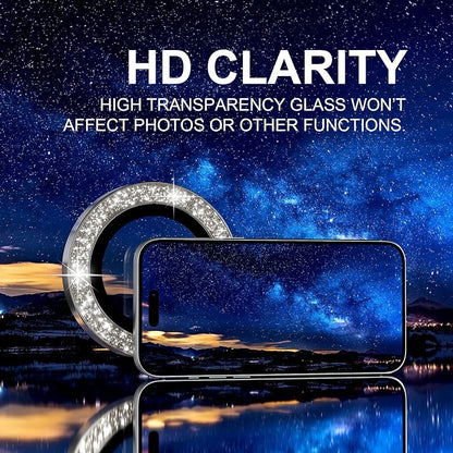 Choiche Compatible for iPhone 17 Pro/iPhone 17 Pro Max Camera Lens Protector Bling, 9H Tempered Glass Camera Cover Screen Protector Metal Ring Decoration Accessories (Glitter-Titanium Natural)