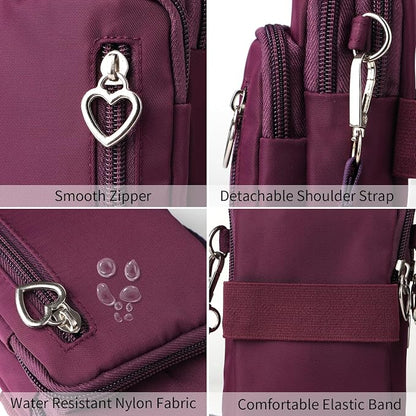 Women Cell Phone Purse Wristband Sport Armband Wallet Travel Crossbody Cell Phone Purse for Galaxy S10 Plus S9 Plus A50 A7 J7,OnePlus 6T,HTC U12 (Purple)