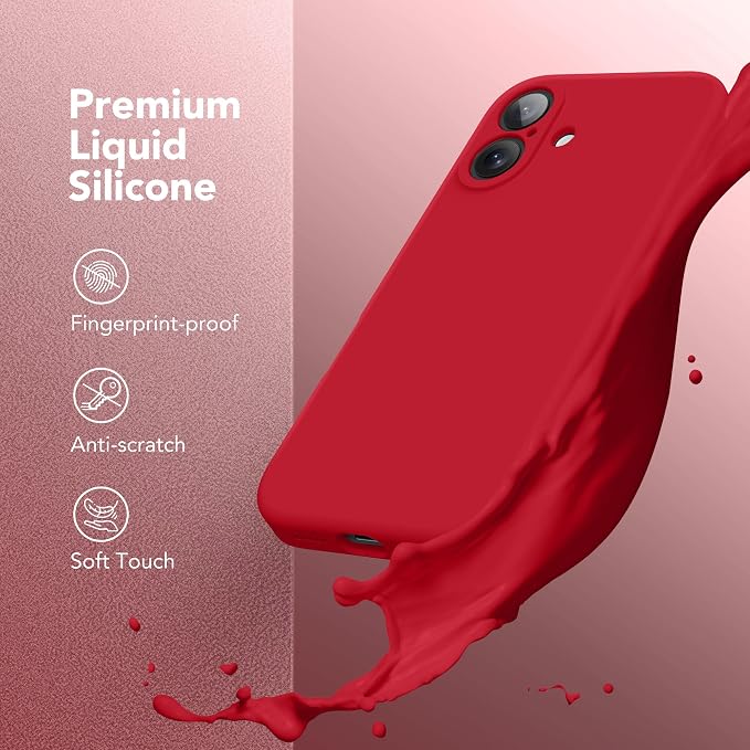 Magnetic for iPhone 16 Plus Case, Compatible with MagSafe, [Full Camera Protection][Screen Protector] Silicone Shockproof Protective Phone Case for iPhone 16 Plus 6.7", Red