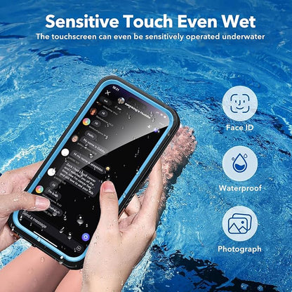 ANTSHARE for iPhone 16 Pro Max Case Waterproof, [Anti Spy] Privacy Screen Protector for iPhone 16 Pro Max, [IP68 Under Water] Heavy Duty Full-Body Shockproof Phone Case, Blue