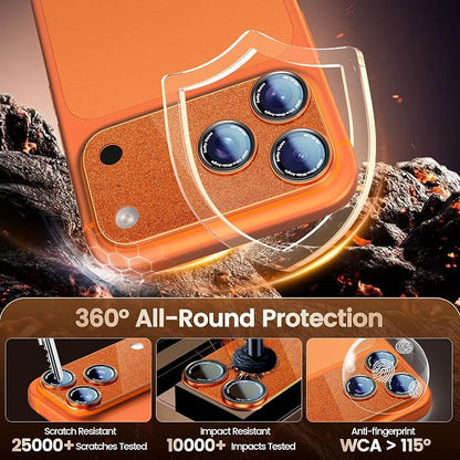Camera Lens Protector Compatible with iPhone 17 Pro Max- Metal Frame Tempered Glass Cover, [Anti-Scratch] [Drop-Proof][Strong-Adhesion] Rear Camera Screen Cover- Orange