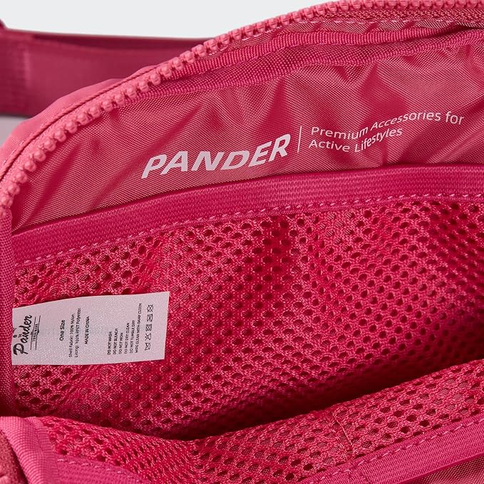 Pander Two Way Zipper Fanny Pack Nylon Everywhere Belt Bag for Women, Water Repellent Waist Packs, Crossbody Bags with Adjustable Strap (Hot Pink).