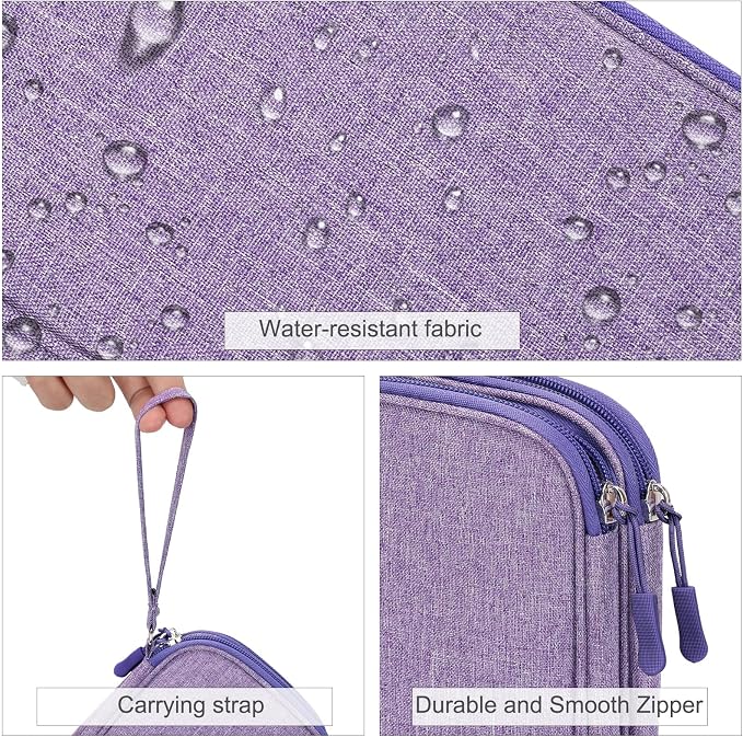 FYY Electronic Organizer, Travel Cable Organizer Bag Pouch Electronic Accessories Carry Case Portable Waterproof Double Layers Storage Bag for Cable, Cord, Charger, Phone, Medium Size, Dark Purple