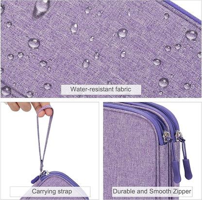 FYY Electronic Organizer, Travel Cable Organizer Bag Pouch Electronic Accessories Carry Case Portable Waterproof Double Layers Storage Bag for Cable, Cord, Charger, Phone, Medium Size, Dark Purple