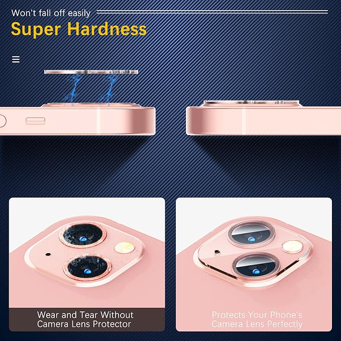 UniqueMe [3 Pack] Compatible with iPhone 13 6.1" / iPhone 13 Mini 5.4" Camera Lens Protector Tempered Glass, [Case Friendly][New Version][Scratch-Resistant][Easy Installation] - Pink Circle