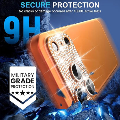 Suoman for iPhone 17 Pro Max Camera Lens Protector, [All-in-one Diamond] [Strong-Adhesion] Metal Frame Tempered Glass Camera Lens Cover -Orange