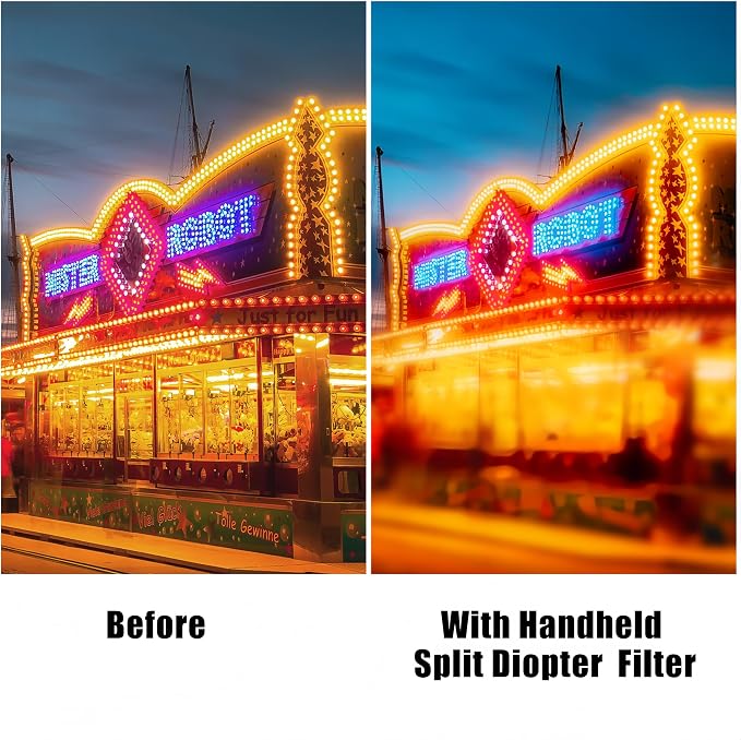 GREEN.L 100mm Handheld Split Diopter Prism Filter – Half Circular Optical Glass Lens for Creative Foreground Blur, Bokeh & Cinematic Effects