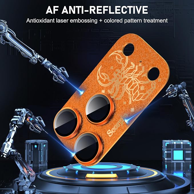 Compatible for iPhone 17 Pro Camera Lens Protector, Virgo Pattern, Drop Protection, Anti Scratch Full-Coverage, AR 360-Degree Protection, Camera Transmfttance HD, Easy Installation, Orange