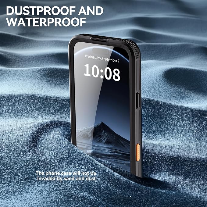 Losin Compatible with iPhone 17 Pro Max Waterproof Case, [Compatible with MagSafe] [Built-in Screen Protector], Full Body Protection Military Grade Shockproof Case, Black