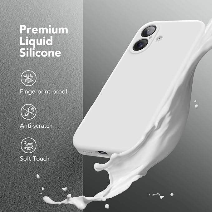 Magnetic for iPhone 16 Plus Case, Compatible with MagSafe, [Full Camera Protection][Screen Protector] Silicone Shockproof Protective Phone Case for iPhone 16 Plus 6.7", White