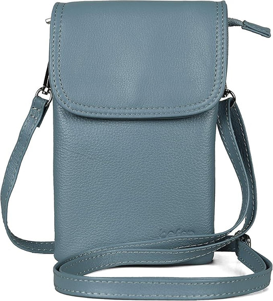 befen Genuine Leather Small Crossbody Bags for Women Cell Phone Bag Cross Body Purses,Silver Zipper