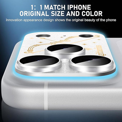 Compatible for iPhone 17 Pro Max Camera Lens Protector, Aquarius Pattern, Drop Protection, Anti Scratch Full-Coverage, AR 360-Degree Protection, Camera Transmfttance HD, Easy Installation, Silver