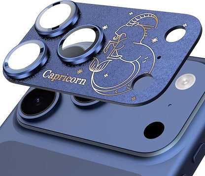 Compatible for iPhone 17 Pro Max Camera Lens Protector, Capricorn Pattern, Drop Protection, Anti Scratch Full-Coverage, AR 360-Degree Protection, Camera Transmfttance HD, Easy Installation, Dark Blue