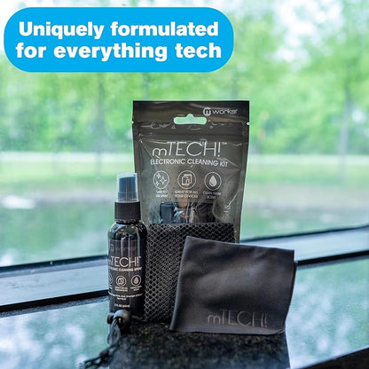 mTech! Electronic Cleaning Kit with Spray Bottle & Cloth [Travel Size] Screen Cleaning Kit for Smartphones, Tablets, TVs, Laptops and All Tech with Plush Microfiber Cloth and Screen Shine Formula