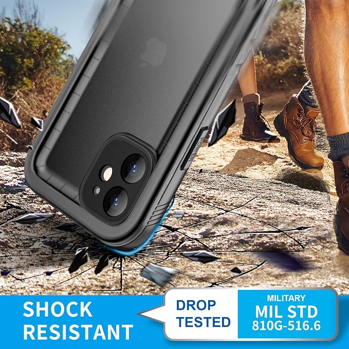 Cozycase Compatible with iPhone 12 Mini Waterproof Case - Full Body Rugged Dustproof Shockproof Case with Built-in Screen Protective Case for iPhone 12 Mini 5.4 inch (Black)