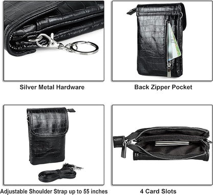 befen Genuine Leather Small Crossbody Bags for Women Cell Phone Bag Cross Body Purses,Silver Zipper