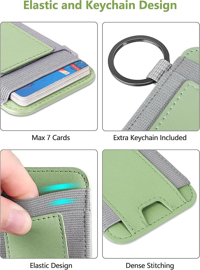 ExtreLife For Magsafe Wallet, Strongest Magnetic Wallet for iPhone 17/16/15/14/13/12 Series, Magnetic Card Holder with 2 Card Slots, RFID Blocking, Vegan Leather, Hold 7 Cards, Light Green