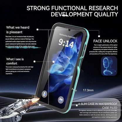 Omio for Galaxy A16 5G Waterproof Case, Full Body IP68 Underwater Clear Protective Case Built-in Screen Protector Heavy Duty Shockproof Case for Men Women, Teal