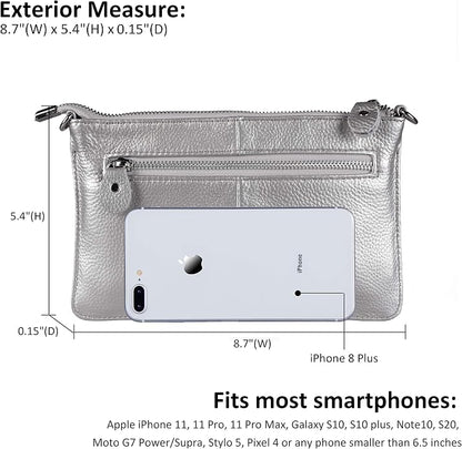 befen Genuine Leather Wristlet Clutch Wallet Purses Small Crossbody Bags for Women with RFID Blocking Card Slots