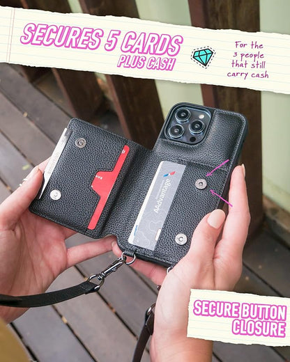 Smartish iPhone 14 Pro Max Crossbody Wallet Case - Dancing Queen [Purse/Clutch with Detachable Strap & Wristlet] Protective Cover with Credit Card Holder - Lemon Party