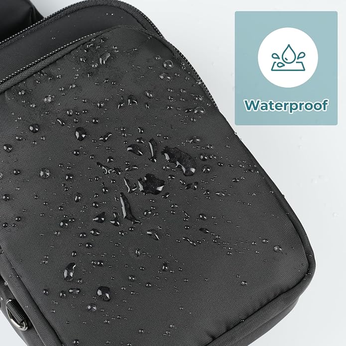 BROADREAM Mini Crossbody Sling Bag, Small Chest Bags Dual Pocket with Zipper Lock, RFID Blocking & Water Resistant Women Men