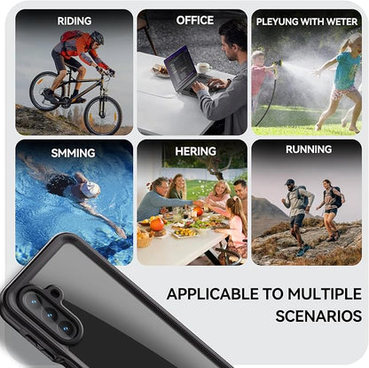 Omio for Galaxy A26 5G Waterproof Case, Full Body IP68 Underwater Clear Protective Case Built-in Screen Protector Heavy Duty Shockproof Case for Men Women, Black