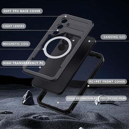 Guppy for Galaxy S25 Plus Magnetic Waterproof Case, Built-in Screen Protector [IP68 Waterproof][14FT Military Drop Proof] 360° Full Body Protection Dustproof Shockproof Heavy Duty Rugged Case, Black