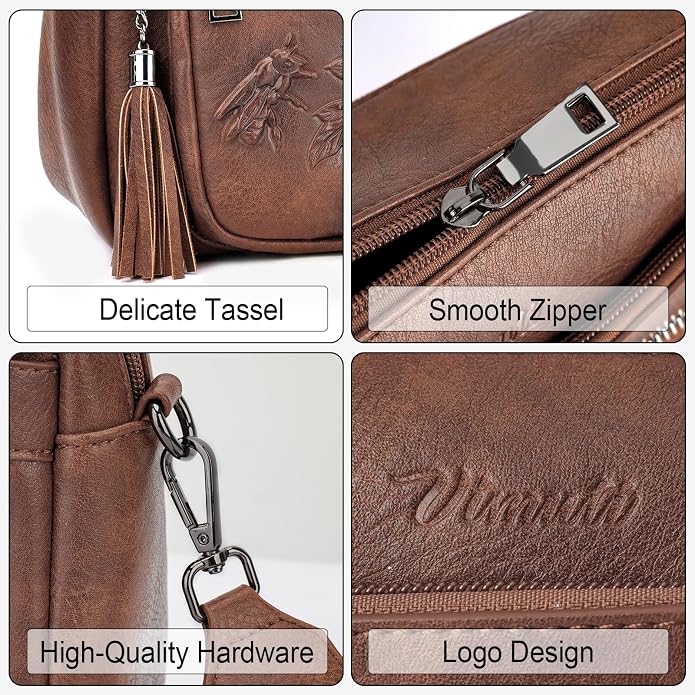 Crossbody Bags for Women Trendy, Vegan Leather Crossbody Purses Travel Shoulder Handbags Embossed Design