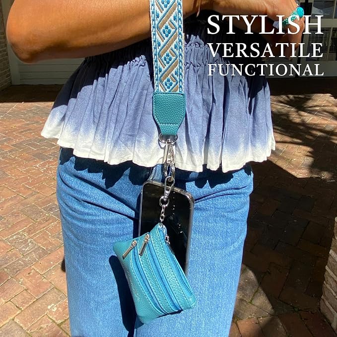 Save the Girls Original Clip and Go Phone Strap Pattern - Crossbody Phone Strap Chain with Zipper Wallet Pouch