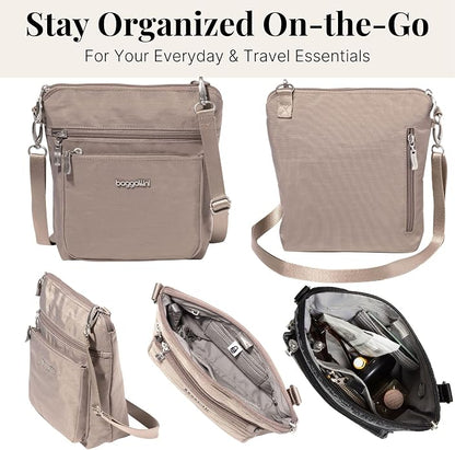 Baggallini Modern Pocket Crossbody Bag for Women, 8.5"x8.5" Handbag Purse with RFID, Lightweight Water-Resistant