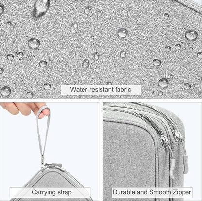 FYY Electronic Organizer, Large Travel Cable Organizer Bag Pouch Electronic Accessories Carry Case Portable Waterproof Double Layers All-in-One Storage Bag for Cable, Cord, Charger, Phone, Grey
