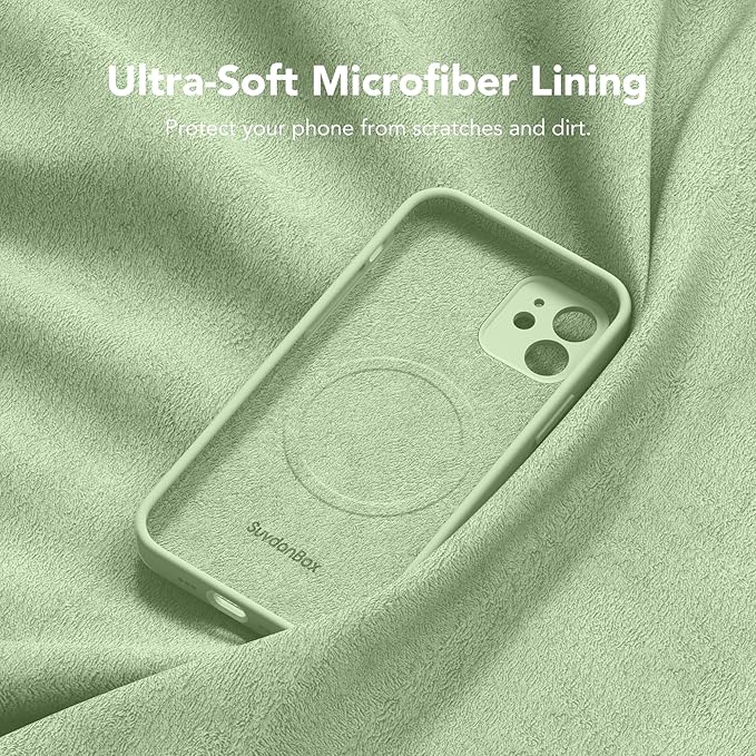 Magnetic for iPhone 12 Case, Compatible with MagSafe, [Full Camera Protection][Screen Protector] Silicone Shockproof Protective Phone Case for iPhone 12 6.1", Matcha