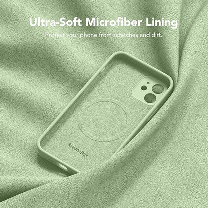Magnetic for iPhone 12 Case, Compatible with MagSafe, [Full Camera Protection][Screen Protector] Silicone Shockproof Protective Phone Case for iPhone 12 6.1", Matcha