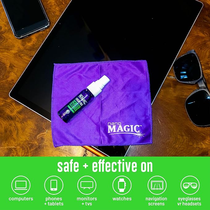 NANO MAGIC Streak-Free Screen Cleaning 7oz Recharge Kit, 1oz Spray, 6oz Refill, 2 Microfiber Cloths, LED LCD TV, Tablet, Phone Screen, Laptop, Touchscreen, Optical Grade