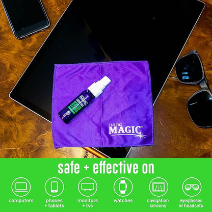 NANO MAGIC Streak-Free Screen Cleaning 7oz Recharge Kit, 1oz Spray, 6oz Refill, 2 Microfiber Cloths, LED LCD TV, Tablet, Phone Screen, Laptop, Touchscreen, Optical Grade