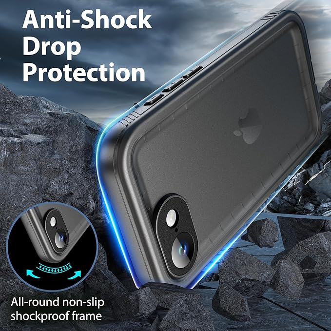 SPORTLINK for iPhone 16e/17e Waterproof Phone Case - Built in Screen & Camera Lens Protector,6.6FT Military Dropproof/Shockproof/Dustproof/IP68 Underwater for iPhone 16e/17e (6.1 inch) SE4 Black