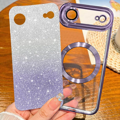 Hython for iPhone Air Case Glitter Clear Magnetic Phone Cases [Compatible with MagSafe] Full Camera Lens Protector Sparkle Luxury Plating Slim Shockproof Protective Cover Women, Gradient Purple
