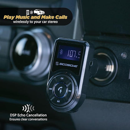 Scosche BTFM3 BTFREQ Universal Bluetooth Hands-Free Car Kit with Digital FM Transmitter and 10-Watt USB Car Charger - Black XL