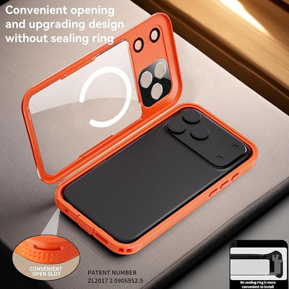 Guppy for iPhone 17 Pro Max Magnetic Waterproof Case, Built-in Screen Protector [IP68 Waterproof][14FT Military Drop proof]360° Full Body Protection Dustproof Shockproof Heavy Duty Rugged Case, Orenge