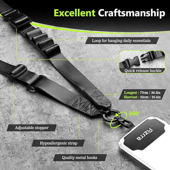 Azrra Adjustable Crossbody Cell Phone Lanyard for iPhone with Phone Tethers & Detachable Pen Holder