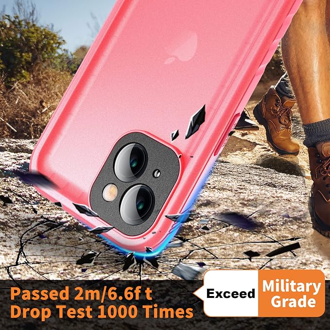 Cozycase Compatible with iPhone 13 Waterproof Case - Full Body Dustproof Shockproof Rugged Waterproof Case for iPhone 13 6.1 Inch Pink