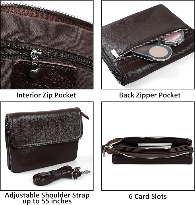 befen Genuine Leather Small Crossbody Bags for Women Cell Phone Bag Cross Body Purses,Silver Zipper