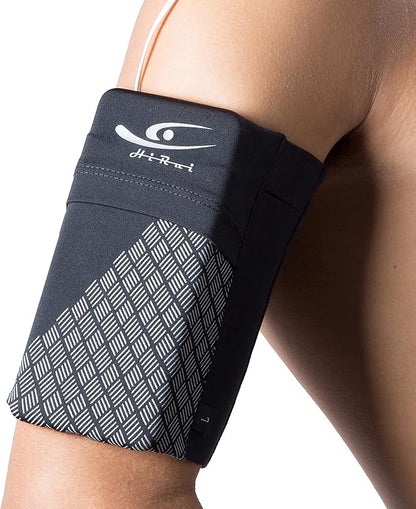 HiRui Universal Sports Armband Cell Phone Armband Sleeves Running Armband for Exercise Workout, Compatible with iPhone 17/17Plus/Pro/16/15/15Plus/14 Samsung Galaxy All Phones (Small, Black)
