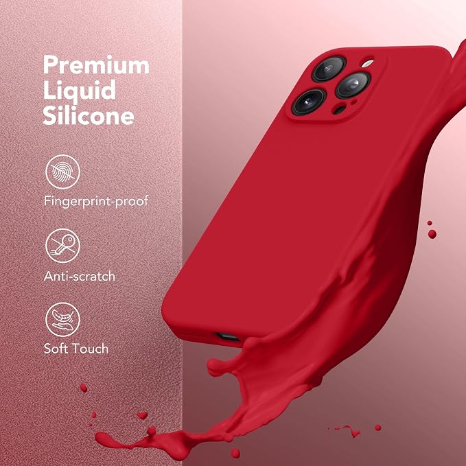 Magnetic for iPhone 16 Pro Max Case, Compatible with MagSafe, [Full Camera Protection][Screen Protector] Silicone Shockproof Protective Phone Case for iPhone 16 Pro Max 6.9", Deep Red