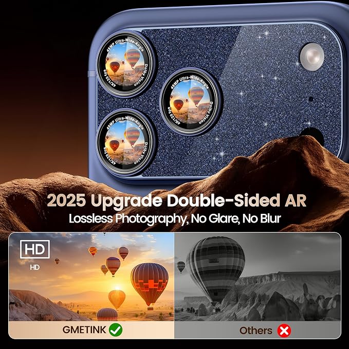 Camera Lens Protector Compatible with iPhone 17 Pro Max- Metal Frame Tempered Glass Cover, [Anti-Scratch] [Drop-Proof][Strong-Adhesion] Rear Camera Screen Cover- Deep Blue